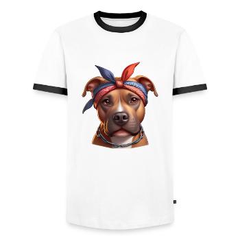 Pitbull The Model - Men's Ringer Shirt - white/black - Front - AI Model Female 172 light (172cm) & AI Model Male 178 dark (178cm)