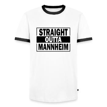 Mannheim Monnem Mannheimat - Männer Kontrast-T-Shirt - Weiß/Schwarz - Vorne - AI Model Female 172 light (172cm) & AI Model Male 178 dark (178cm)