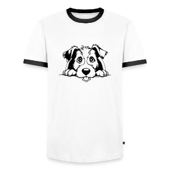 Fox Terrier - Men's Ringer Shirt - white/black - Front - AI Model Female 172 light (172cm) & AI Model Male 178 dark (178cm)