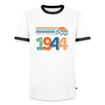 Limitierte Auflage 1944 - Männer Kontrast-T-Shirt - Weiß/Schwarz - Vorne - AI Model Female 172 light (172cm) & AI Model Male 178 dark (178cm)