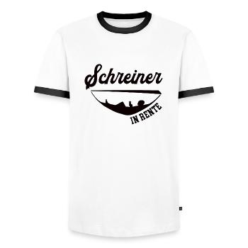 Schreiner in Rente Rentenbeginn Schreinerei Chef - Männer Kontrast-T-Shirt - Weiß/Schwarz - Vorne - AI Model Female 172 light (172cm) & AI Model Male 178 dark (178cm)