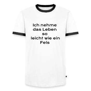 Selbstironische Sprüche - Männer Kontrast-T-Shirt - Weiß/Schwarz - Vorne - AI Model Female 172 light (172cm) & AI Model Male 178 dark (178cm)