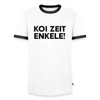Koi Zeit Enkele Schwäbisch Rente - Männer Kontrast-T-Shirt - Weiß/Schwarz - Vorne - AI Model Female 172 light (172cm) & AI Model Male 178 dark (178cm)