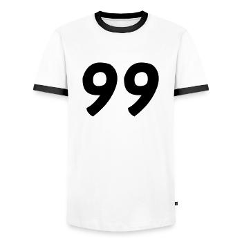 99 - T-shirt contrasté Homme - blanc/noir - Devant - AI Model Female 172 light (172cm) & AI Model Male 178 dark (178cm)