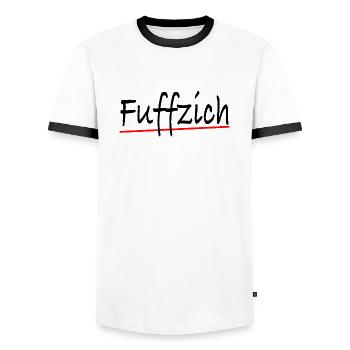 50. Geburtstag Geschenk Fuffzich - Männer Kontrast-T-Shirt - Weiß/Schwarz - Vorne - AI Model Female 172 light (172cm) & AI Model Male 178 dark (178cm)