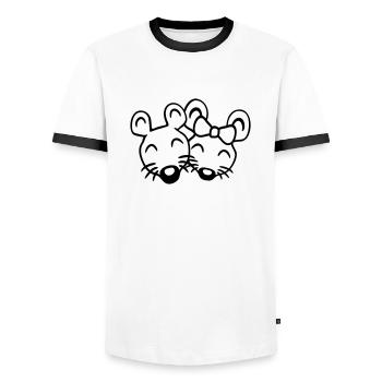 2 Mäuse Paar Zwei Verliebt Valentinstag Frau Mann - Männer Kontrast-T-Shirt - Weiß/Schwarz - Vorne - AI Model Female 172 light (172cm) & AI Model Male 178 dark (178cm)