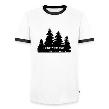 Forest = For Rest - Men's Ringer Shirt - white/black - Front - AI Model Female 172 light (172cm) & AI Model Male 178 dark (178cm)