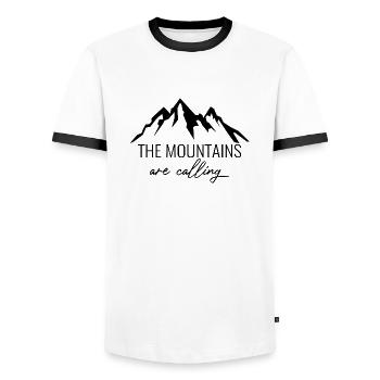 Montagnes Montagne Randonnée Dire Nature - T-shirt contrasté Homme - blanc/noir - Devant - AI Model Female 172 light (172cm) & AI Model Male 178 dark (178cm)