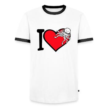 J’aime le cœur de pieuvre J’aime le symbole du coeur Logo mignon - T-shirt contrasté Homme - blanc/noir - Devant - AI Model Female 172 light (172cm) & AI Model Male 178 dark (178cm)