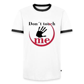 Don´t touch me - Männer Kontrast-T-Shirt - Weiß/Schwarz - Vorne - AI Model Female 172 light (172cm) & AI Model Male 178 dark (178cm)