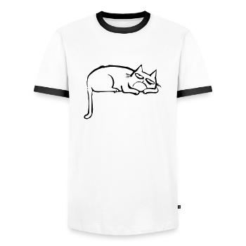 funny cat - T-shirt contrasté Homme - blanc/noir - Devant - AI Model Female 172 light (172cm) & AI Model Male 178 dark (178cm)