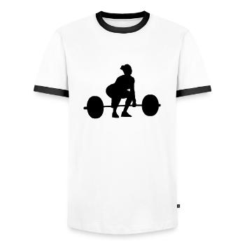 Umsetze Startposition weiblich - Männer Kontrast-T-Shirt - Weiß/Schwarz - Vorne - AI Model Female 172 light (172cm) & AI Model Male 178 dark (178cm)