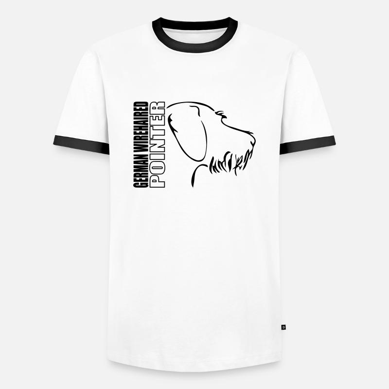 German wirehaired pointer PROFILE - Men's Ringer Shirt - white/black