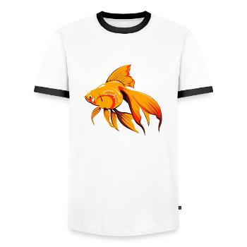 fish439 - Männer Kontrast-T-Shirt - Weiß/Schwarz - Vorne - AI Model Female 172 light (172cm) & AI Model Male 178 dark (178cm)