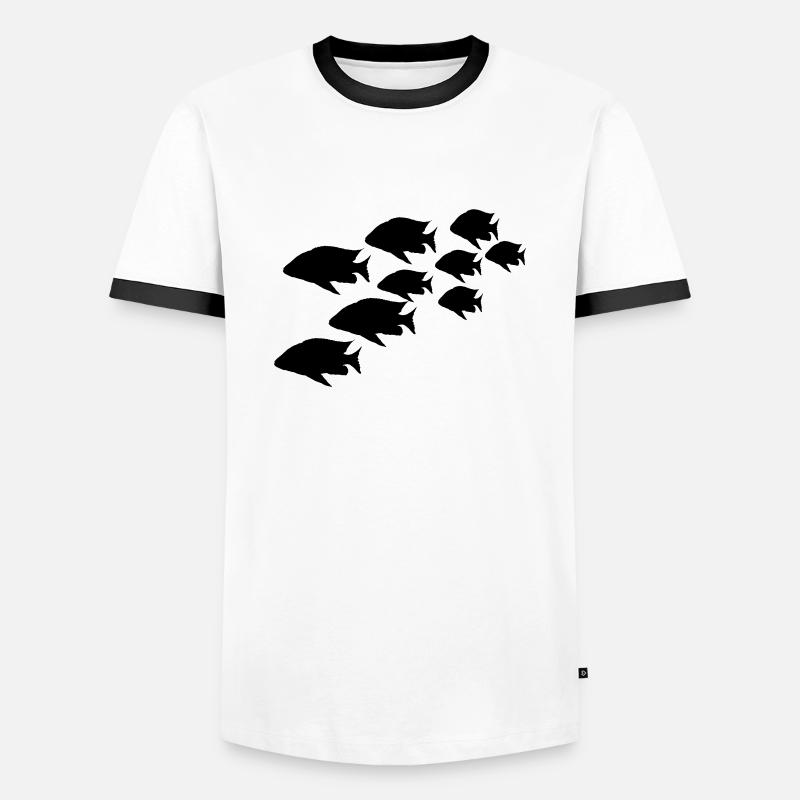 Fischschwarm - Männer Kontrast-T-Shirt - Weiß/Schwarz