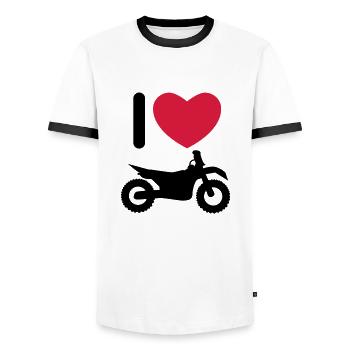 I love biking - Männer Kontrast-T-Shirt - Weiß/Schwarz - Vorne - AI Model Female 172 light (172cm) & AI Model Male 178 dark (178cm)