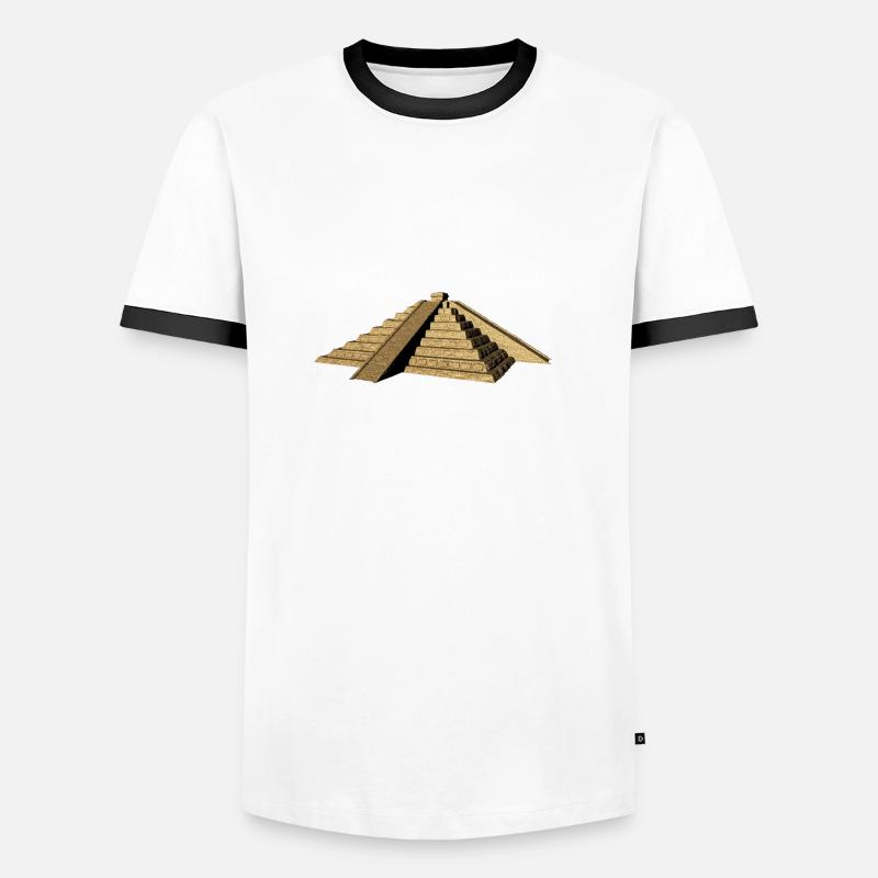 maya pyramide gold - Männer Kontrast-T-Shirt - Weiß/Schwarz