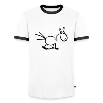 Cheval Horse 01 - T-shirt contrasté Homme - blanc/noir - Devant - AI Model Female 172 light (172cm) & AI Model Male 178 dark (178cm)