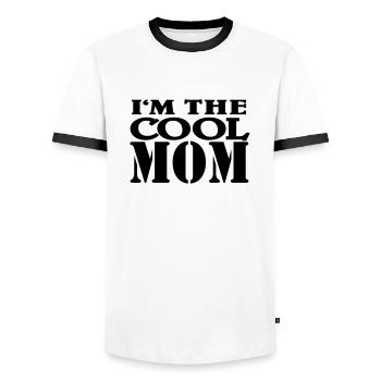 I'm the cool Mom - Men's Ringer Shirt - white/black - Front - AI Model Female 172 light (172cm) & AI Model Male 178 dark (178cm)