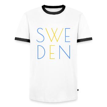Sweden motif - Men's Ringer Shirt - white/black - Front - AI Model Female 172 light (172cm) & AI Model Male 178 dark (178cm)