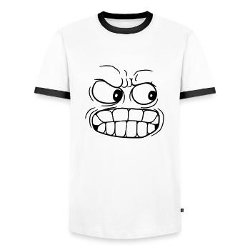 stinksauer kopf gesicht boese wuetend beherrschung - Männer Kontrast-T-Shirt - Weiß/Schwarz - Vorne - AI Model Female 172 light (172cm) & AI Model Male 178 dark (178cm)