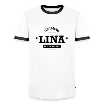 lina - Männer Kontrast-T-Shirt - Weiß/Schwarz - Vorne - AI Model Female 172 light (172cm) & AI Model Male 178 dark (178cm)
