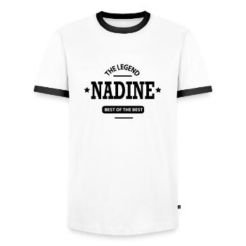 nadine - Männer Kontrast-T-Shirt - Weiß/Schwarz - Vorne - AI Model Female 172 light (172cm) & AI Model Male 178 dark (178cm)