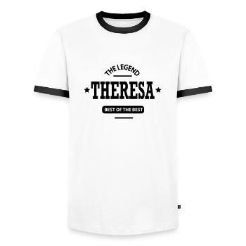 theresa - Männer Kontrast-T-Shirt - Weiß/Schwarz - Vorne - AI Model Female 172 light (172cm) & AI Model Male 178 dark (178cm)