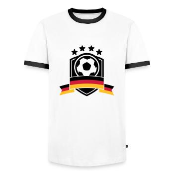 Germany Football Crest 05 - Men's Ringer Shirt - white/black - Front - AI Model Female 172 light (172cm) & AI Model Male 178 dark (178cm)