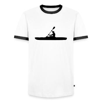 Sport - Paddeln 1er - Männer Kontrast-T-Shirt - Weiß/Schwarz - Vorne - AI Model Female 172 light (172cm) & AI Model Male 178 dark (178cm)