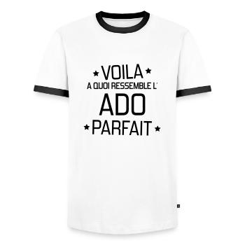 Teenager Teen Ado Jugendlicher Kid Enfant Kind - Men's Ringer Shirt - white/black - Front - AI Model Female 172 light (172cm) & AI Model Male 178 dark (178cm)