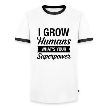 I Grow Humans - What's Your Superpower - T-shirt contrasté Homme - blanc/noir - Devant - AI Model Female 172 light (172cm) & AI Model Male 178 dark (178cm)