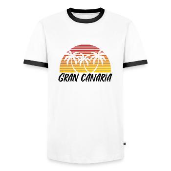 Gran Canaria - Men's Ringer Shirt - white/black - Front - AI Model Female 172 light (172cm) & AI Model Male 178 dark (178cm)