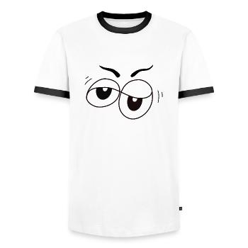 Yeux - T-shirt contrasté Homme - blanc/noir - Devant - AI Model Female 172 light (172cm) & AI Model Male 178 dark (178cm)