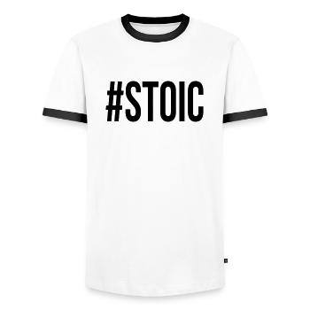 stoic2 - T-shirt contrasté Homme - blanc/noir - Devant - AI Model Female 172 light (172cm) & AI Model Male 178 dark (178cm)