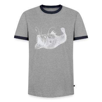 Poisson profond blanc - T-shirt contrasté Homme - gris/marine  - Devant - AI Model Female 172 light (172cm) & AI Model Male 178 light (178cm)
