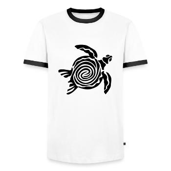 Turtle Nature Wild Wildness Gift Idea - Men's Ringer Shirt - white/black - Front - AI Model Female 172 light (172cm) & AI Model Male 178 dark (178cm)