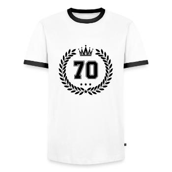 Armoiries 70 - T-shirt contrasté Homme - blanc/noir - Devant - AI Model Female 172 light (172cm) & AI Model Male 178 dark (178cm)
