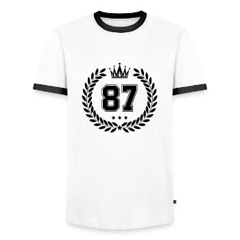 Armoiries 87 - T-shirt contrasté Homme - blanc/noir - Devant - AI Model Female 172 light (172cm) & AI Model Male 178 dark (178cm)