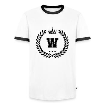 Blason W - T-shirt contrasté Homme - blanc/noir - Devant - AI Model Female 172 light (172cm) & AI Model Male 178 dark (178cm)