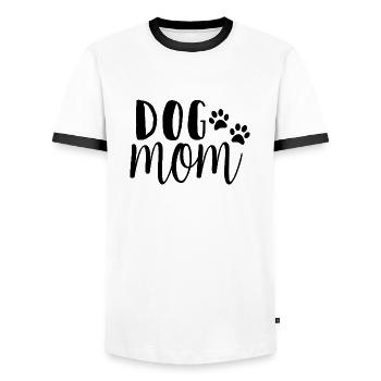maman chien - T-shirt contrasté Homme - blanc/noir - Devant - AI Model Female 172 light (172cm) & AI Model Male 178 dark (178cm)