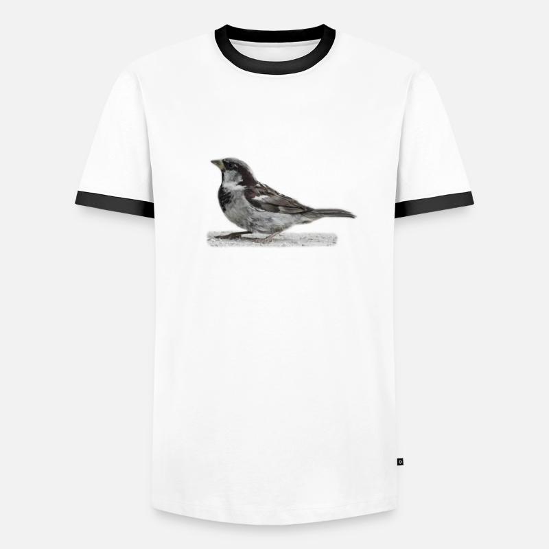 Spatz Vogel - Männer Kontrast-T-Shirt - Weiß/Schwarz