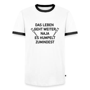 Das leben geht weiter - Männer Kontrast-T-Shirt - Weiß/Schwarz - Vorne - AI Model Female 172 light (172cm) & AI Model Male 178 dark (178cm)