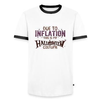 En raison de l’inflation C’est mon costume d’Halloween - T-shirt contrasté Homme - blanc/noir - Devant - AI Model Female 172 light (172cm) & AI Model Male 178 dark (178cm)