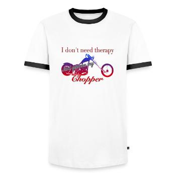 Hachoir auto-thérapeutique - T-shirt contrasté Homme - blanc/noir - Devant - AI Model Female 172 light (172cm) & AI Model Male 178 dark (178cm)