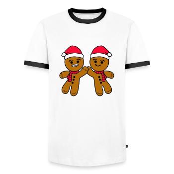 Gingerbread Men - Men's Ringer Shirt - white/black - Front - AI Model Female 172 light (172cm) & AI Model Male 178 dark (178cm)