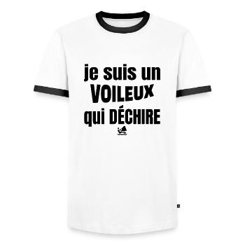 voileux qui déchire - T-shirt contrasté Homme - blanc/noir - Devant - AI Model Female 172 light (172cm) & AI Model Male 178 dark (178cm)
