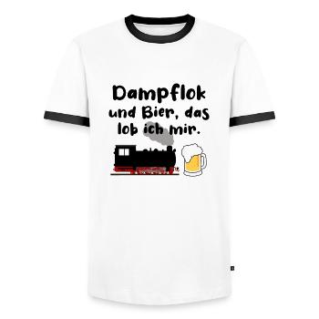 Dampflok Bier Eisenbahn Eisenbahner Spruch - Männer Kontrast-T-Shirt - Weiß/Schwarz - Vorne - AI Model Female 172 light (172cm) & AI Model Male 178 dark (178cm)