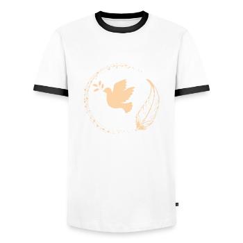 Peace and tranquility.. - Men's Ringer Shirt - white/black - Front - AI Model Female 172 light (172cm) & AI Model Male 178 dark (178cm)