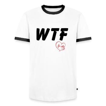 WTF - With the Family - Männer Kontrast-T-Shirt - Weiß/Schwarz - Vorne - AI Model Female 172 light (172cm) & AI Model Male 178 dark (178cm)